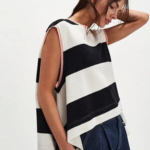 Free People White and Pink Knit Top